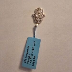 Gold and Silver 1.42 CTW Moissanite Hamsa Pendant